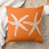 ホワイトスターフィッシュパンプキンオレンジ秋ビーチコットン クッション (ブランケット)