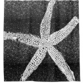 ホワイトスターフィッシュブラックグリッタークラスデエレガントコール シャワーカーテン (正面)