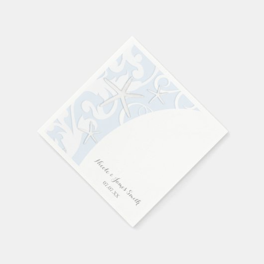 ホワイトスターフィッシュブルービーチエレガントな結婚式 スタンダードカクテルナプキン (角)