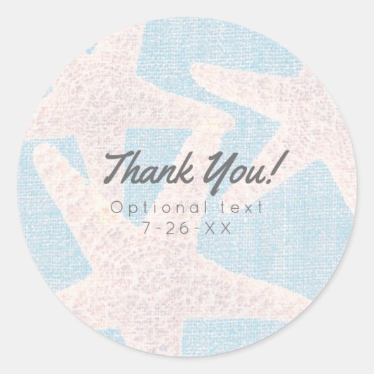 ホワイトスターフィッシュ&ブルーバーラップビーチパーティーの好意 ラウンドシール (正面)