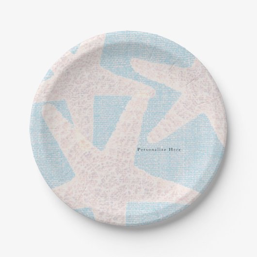 ホワイトスターフィッシュ&ブルーバーラップビーチパーティー披露宴 ペーパープレート (正面)