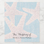 ホワイトスターフィッシュ&ブルーバーラップビーチワインラベル ワインラベル (シングルラベル)