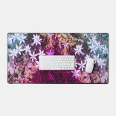 ホワイトスターフラワーデスクマット デスクマット (キーボード&マウス)