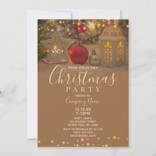 ホワイトスター企業のホリデークリスマスパーティー 招待状 (正面)