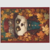 ホワイトスチームパンクかわいい犬のT1デコパージュ 薄葉紙 (正面)