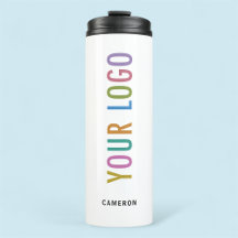 ホワイトスチールドリンクタンブラー会社ロゴ12oz