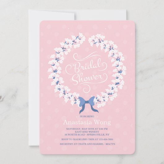 ホワイトステファノティスリースブライダルシャワー招待 招待状 (正面)