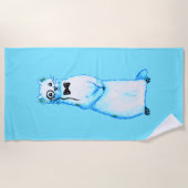 ホワイトストアットエルミンかわいいムステリッドフェレット恋人アート ビーチタオル (正面)