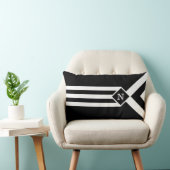 ホワイトストライプとシボロンのブラックとモノグラム ランバークッション (椅子)