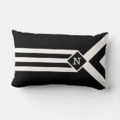 ホワイトストライプとシボロンのブラックとモノグラム ランバークッション (裏面)