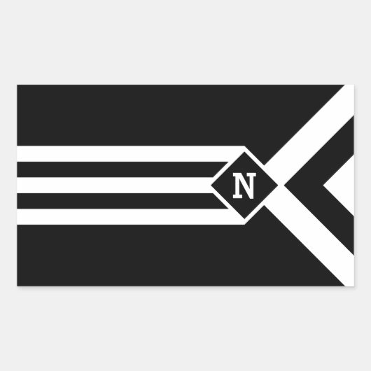 ホワイトストライプとシボロンのブラックとモノグラム 長方形シール (正面)