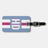 ホワイトストライプのShadow Monogramレトロな休暇デザイン ラゲッジタグ (正面横)