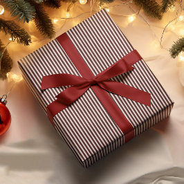 ホワイトストライプクリスマスカラーエレガントスタイル ラッピングペーパー