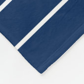 ホワイトストライプモダンミニマリストネイビーブルーモノグラム フリースブランケット (角)