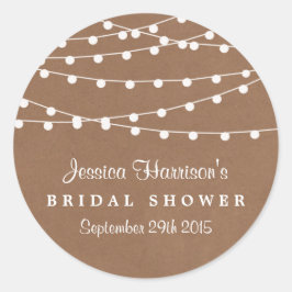 ホワイトストリングライトオンクラフト素朴ブライダルシャワー ラウンドシール