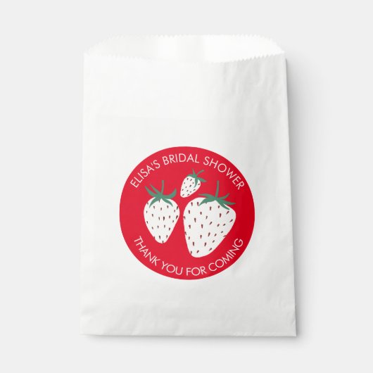 ホワイトストロベリーパインベリーブライダルシャワーカスタム フェイバーバッグ (正面)