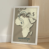 ホワイトストーク移行マップ – ミニマルヴィンテージ ポスター