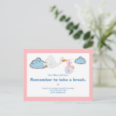 ホワイトストーク&ベビーイラストレーションベビーシャワーアドバイス ポストカード (スタンド正面)