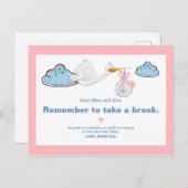 ホワイトストーク&ベビーイラストレーションベビーシャワーアドバイス ポストカード (正面/裏面)