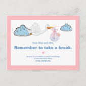 ホワイトストーク&ベビーイラストレーションベビーシャワーアドバイス ポストカード (正面)