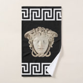 ホワイトストーンメドゥーサギリシャ鍵デザイナー バスタオルセット (ハンドタオル)