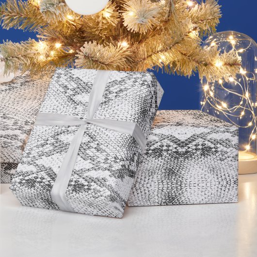 ホワイトスネークスキンプリント ラッピングペーパー (クリスマス)