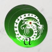 ホワイトスネークドラゴングリーンエメラルドジェムモノグラム 招待状 (正面/裏面)