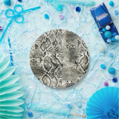 ホワイトスネークプリント ペーパープレート (パーティー)