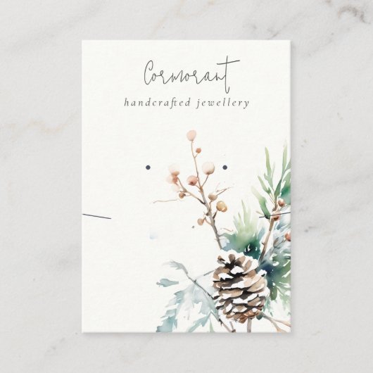 ホワイトスノーウィンターベリーイヤリングネックレスホルダー 名刺 (正面)