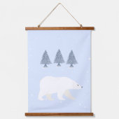 ホワイトスノーウィンターポーラベア子供部屋ウォールデコール 吊り下げ型タペストリー (正面)