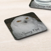 ホワイトスノーウィークフクロウ撮影飲料用コースター コースター (左側)