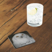 ホワイトスノーウィークフクロウ撮影飲料用コースター コースター