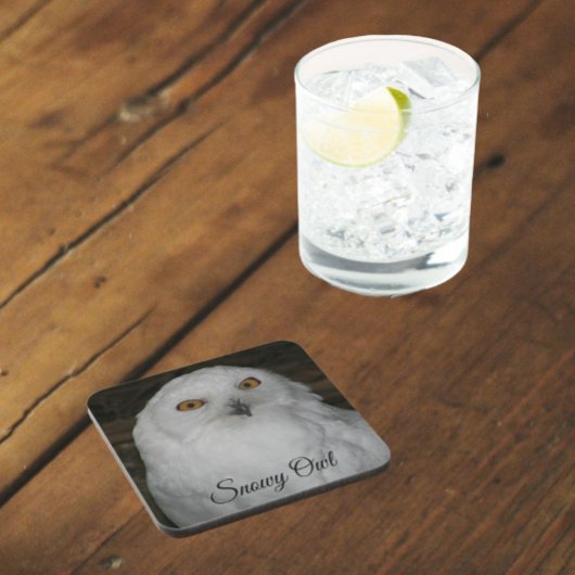 ホワイトスノーウィークフクロウ撮影飲料用コースター コースター