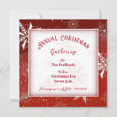 ホワイトスノーオンレッドキャンバスクリスマス招待状 招待状 (正面)