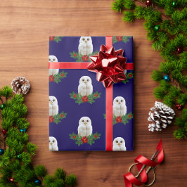 ホワイトスノークリスマスオウル ラッピングペーパー