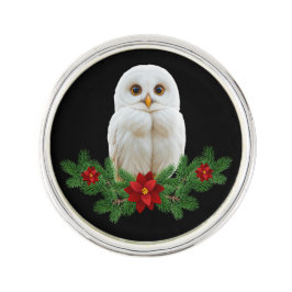 ホワイトスノークリスマスオウル ラペルピン