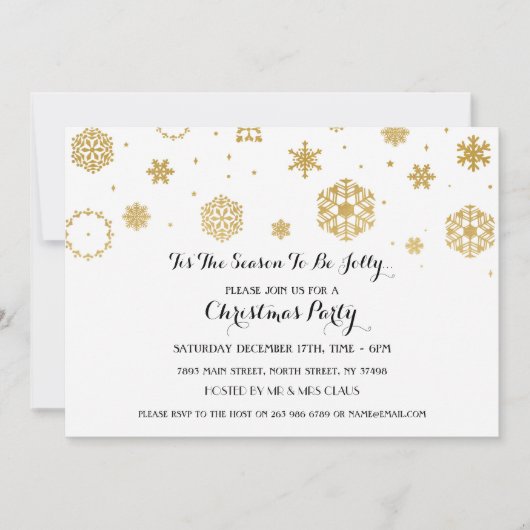 ホワイトスノークリスマスパーティークリスマスホリデーズ招待状 招待状 (正面)