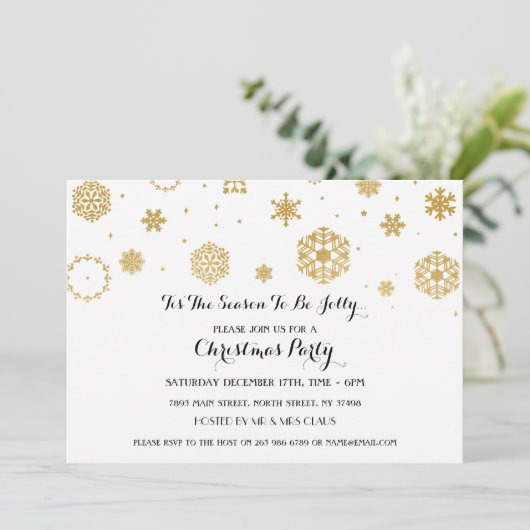 ホワイトスノークリスマスパーティークリスマスホリデーズ招待状 招待状 (スタンド正面)