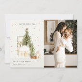 ホワイトスノーツリーハウスフォトクリスマスグリーティング シーズンカード (正面)