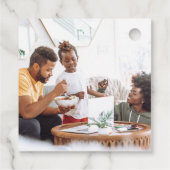 ホワイトスノーツリーハウスフォトクリスマスグリーティング フェイバータグ (裏面)