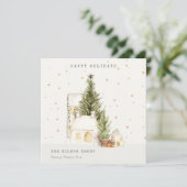 ホワイトスノーツリーハウスロゴ季節のごあいさつ シーズンカード (スタンド正面)