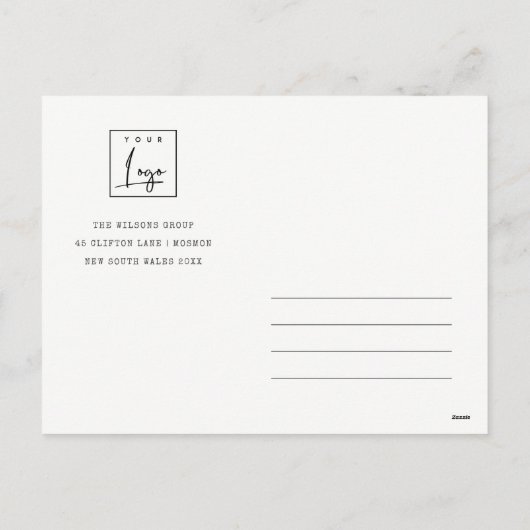 ホワイトスノーツリーハウスロゴ季節のごあいさつ シーズンポストカード (裏面)