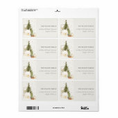 ホワイトスノーフォールツリーハウスクリスマスアドレス ラベル (フルシート)