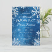 ホワイトスノーフレークとブルークリスマスパジャマパーティー 招待状 (スタンド正面)