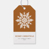ホワイトスノーフレークと焦茶色のクリスマス ギフトタグ (裏面)