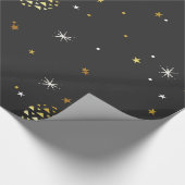 ホワイトスノーフレークと金ゴールドボール ラッピングペーパー (角)