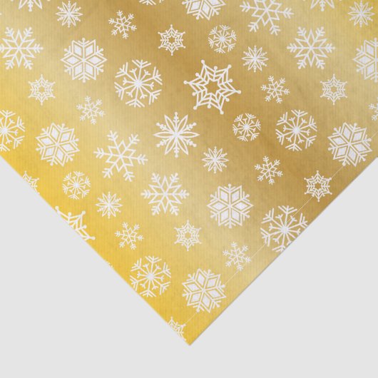 ホワイトスノーフレークを使用したクリスマスの変化金ゴールド 薄葉紙 (詳細)