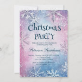 ホワイトスノーフレークエレガントクリスマスパーティー 招待状 (正面)