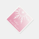 ホワイトスノーフレークオンピンクウィンターブライダルシャワー スタンダードカクテルナプキン (角)