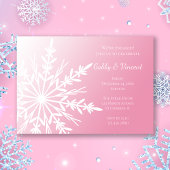 ホワイトスノーフレークオンピンクウィンター婚約パーティ 招待状